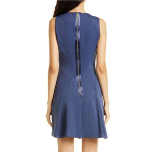 NWT Ted Baker Dark Navy Plain Neoprene Fit & Flare Skater Dress, Size 3 (US 8) - Picture 3 of 16